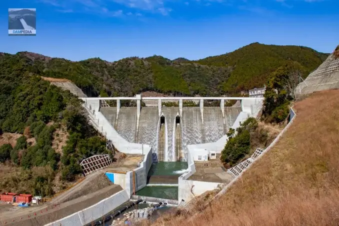 View of the downstream face of the dike