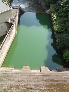 View of the permanent flood discharge from the top