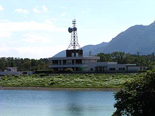 View of the dam management office from the right bank
